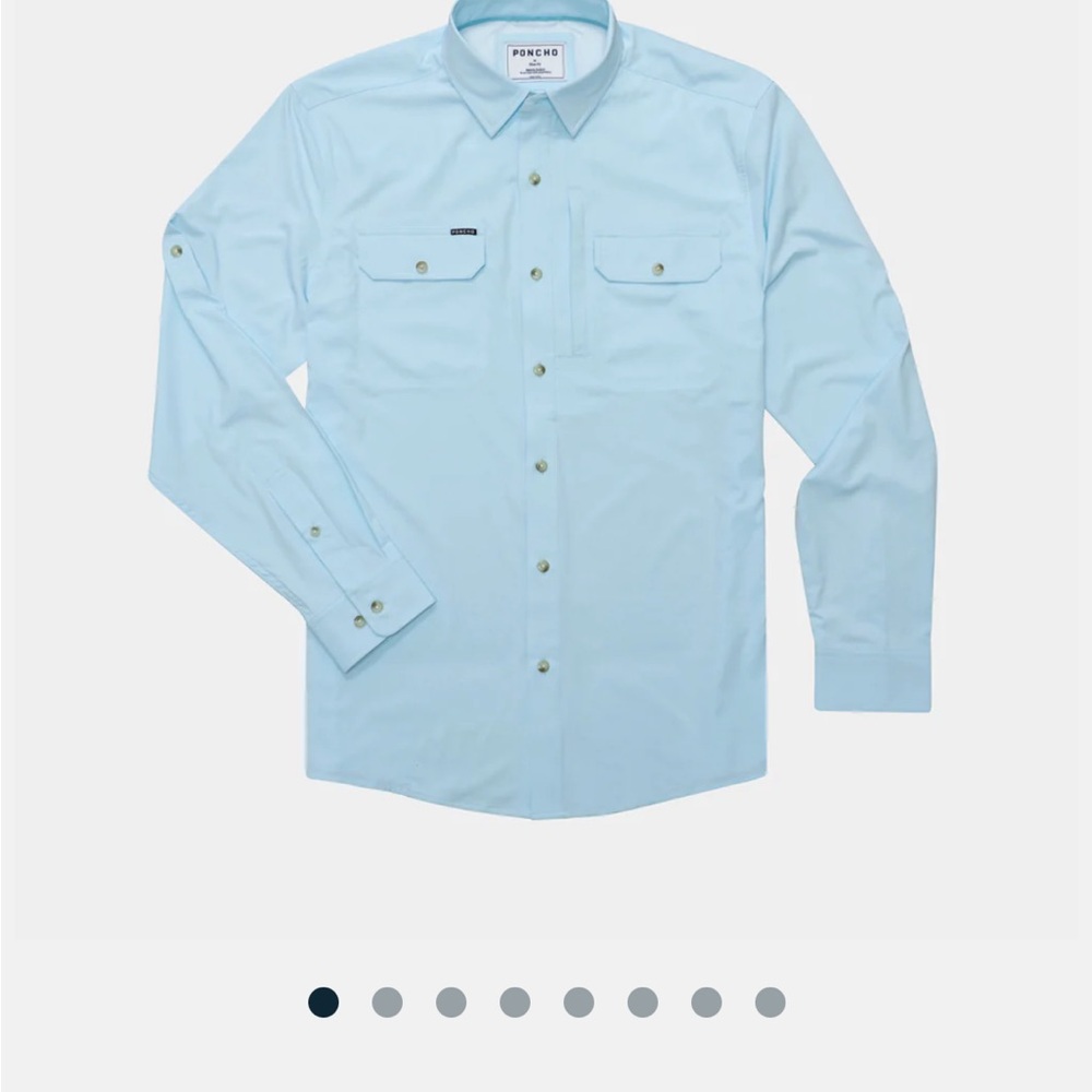 Poncho Purist shirt - Sky Blue Casual Button Down Shirt with Long Sleeves